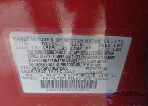 2024 Nissan Kicks Sr Xtronic Cvt from USA, damaged, VIN 3N1CP5DV1RL512073